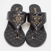 Pre-owned Leather sandals Chanel Vintage , Black , Dames