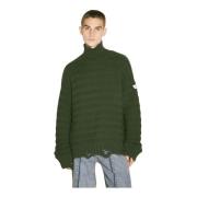 Versleten Wol Turtleneck Sweater MM6 Maison Margiela , Green , Heren