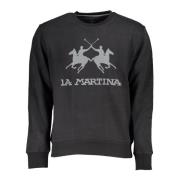 Zwarte Sweatshirt met Lange Mouwen en Logo Print La Martina , Black , ...