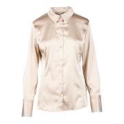 Stijlvolle Shirt met Polyester en Spandex Guess , Beige , Dames