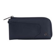 Leren portemonnee clutch met ritssluiting Piquadro , Blue , Dames