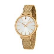 Gouden Roestvrijstalen Kwarts Horloge Police , Yellow , Dames