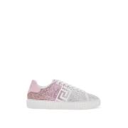 Kristal Bezaaide Satijnen Sneakers Versace , Pink , Dames