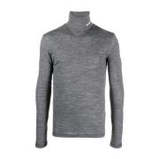 Grijze Logo-Print Roll-Neck Coltrui Jil Sander , Gray , Heren