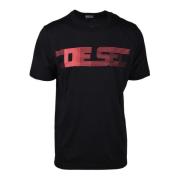 Casual Katoenmix T-shirt Diesel , Black , Heren