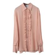 Zijden Ruches Blouse Nude , Pink , Dames