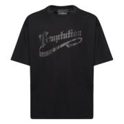 Zwarte katoenen T-shirt met halslijn John Richmond , Black , Heren