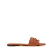 Kameelbruine lamsleren sandalen Salvatore Ferragamo , Brown , Dames