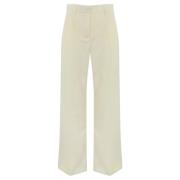 Beige Wol Straight Leg Broek Max Mara Weekend , Beige , Dames