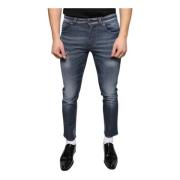 Donkerblauwe Skinny Denim Jeans met Logo Dolce & Gabbana , Blue , Here...