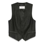 Grijze Wollen Blend Vest met Metalen Details Peserico , Gray , Dames