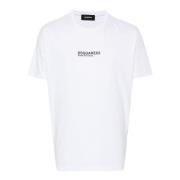 Wit Jersey T-shirt met Logo Print Dsquared2 , White , Heren