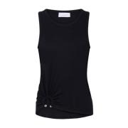 Zwarte Geribbelde T-shirt Paco Rabanne , Black , Dames