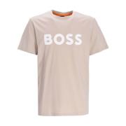 Katoenen Jersey Logo Print T-shirt Boss Orange , Beige , Heren