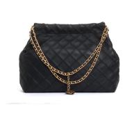 Zwarte leren hobo tas Tory Burch , Black , Dames