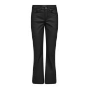 Coated Flare Broek in Zwart MOS Mosh , Black , Dames