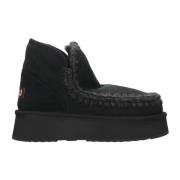 Mini Eskimo Platform Suède Laars Mou , Black , Dames