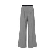 Grijze Wollen Wijde Pijp Broek Msgm , Gray , Dames