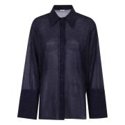 Nachtblauwe Lurex Mouwen Shirt Oseree , Blue , Dames