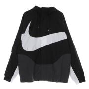 Zwarte Windbreaker Jas met Swoosh Logo Nike , Black , Heren