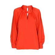 Rode Trendy Tuniek Blouse met Wijde Mouwen Marie Méro , Red , Dames