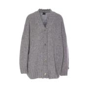 Kat Cardigan Elastische Gebreide Knoopsluiting Pinko , Gray , Dames