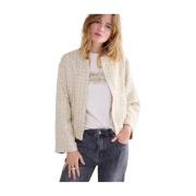 Tweed Sequins Jas Stijlvol Model Summum Woman , Beige , Dames