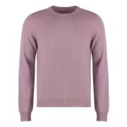 Luxe Cashmere Sweater Ribgebreide Randen Malo , Pink , Heren