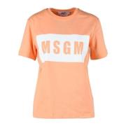 Katoenen T-shirt met Stijlvol Ontwerp Msgm , Pink , Dames