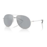 Matte Silver Zonnebril met Grijze Flash Moncler , Gray , Unisex