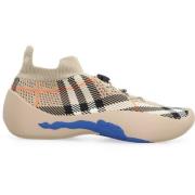 Gebreide Instap Sneakers met Koordsluiting Burberry , Beige , Dames