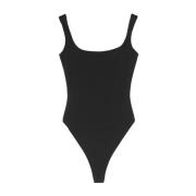 Square Neck Bodysuit - Nylon Spandex Entire Studios , Black , Dames