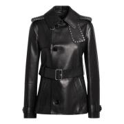 Enkellange Stofjas Burberry , Black , Dames