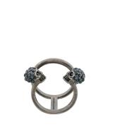 Swarovski Skull Dubbele Band Ring Alexander McQueen , Gray , Dames