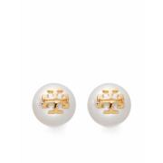 Witte Parel Oorbellen Tory Burch , White , Dames