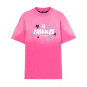 Grafische Print Crew Neck T-shirts Palm Angels , Pink , Heren