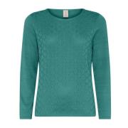 Feminine O-Neck Pullover Blouse Klimop Groen Skovhuus , Green , Dames