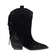 Enkellaars met glitter en franjes Alma EN Pena , Black , Dames