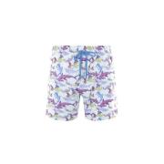 Blauwe Nylon Marine Print Zwembroek Vilebrequin , Multicolor , Heren