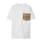 Vintage Check Jersey Crew Neck T-shirt Burberry , White , Dames