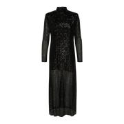 Zwarte paillettenjurk met lange mouwen Gestuz , Black , Dames