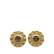 Pre-owned Fabric earrings Chanel Vintage , Yellow , Dames