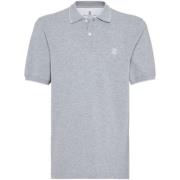 Geborduurd logo poloshirt Brunello Cucinelli , Gray , Heren