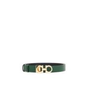 Omkeerbare Gancini Leren Riem Salvatore Ferragamo , Green , Unisex