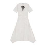 Asymmetrische Witte Jurk met Engelse Steek Ganni , White , Dames