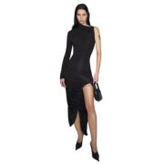 Zwarte Gerimpelde Jurk Mugler , Black , Dames