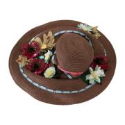 Elegante bloemen floppy hoed met brede rand Dolce & Gabbana , Brown , ...