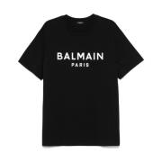 Zwarte Crew Neck T-shirts en Polos Balmain , Black , Heren