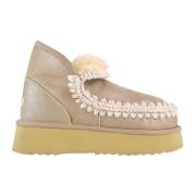 Mini Eskimo Platform metallic laars Mou , Beige , Dames