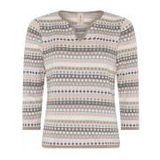 Gestippelde 3/4 Mouw Pullover Blouse Skovhuus , Multicolor , Dames